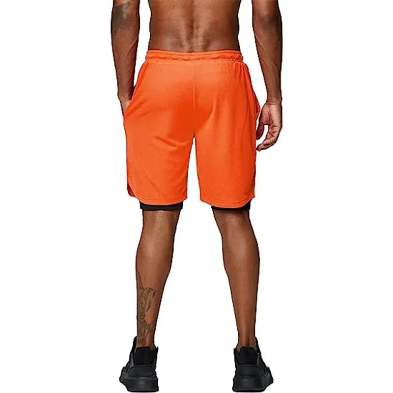 Men's 2 In 1 Running Shorts Quick Dry Gym Sportswear