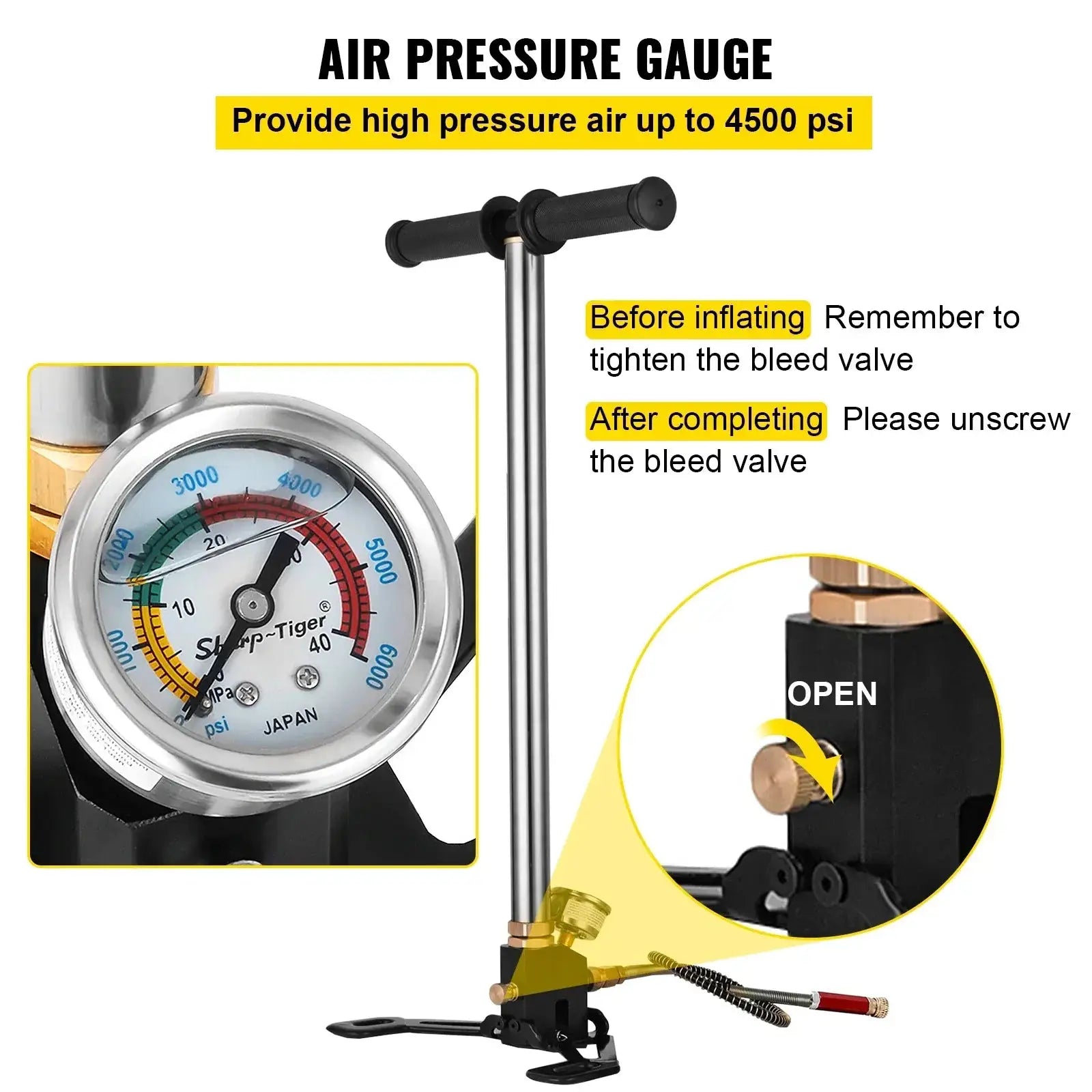 Vevor 3 Stage PCP Pump With Pressure Gauge 4500 PSI