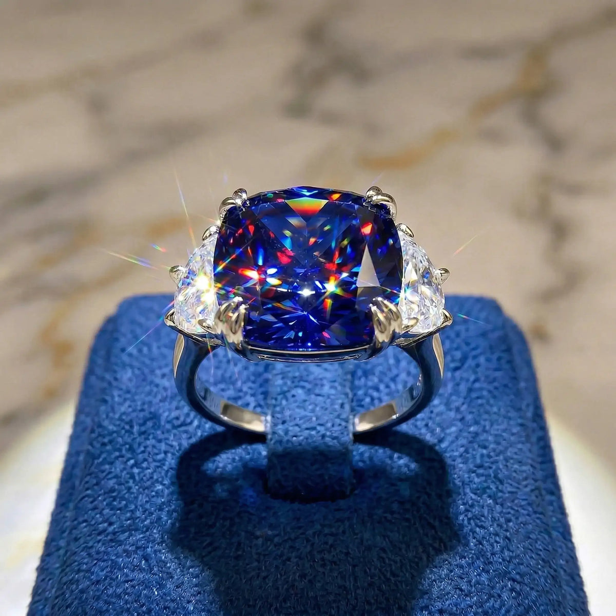Elegant Royal Blue CZ Cocktail Ring — product image 1