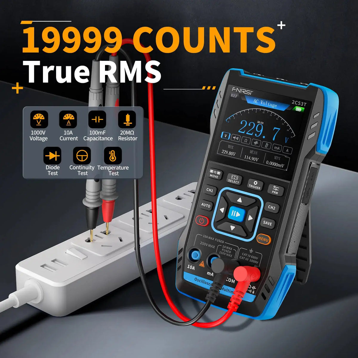 FNIRSI 2C23T 2C53T Upgrade 50MHz Handheld Digital Oscilloscope Multimeter Signal Generator 3 in 1 Dual Channel Automotive Tools
