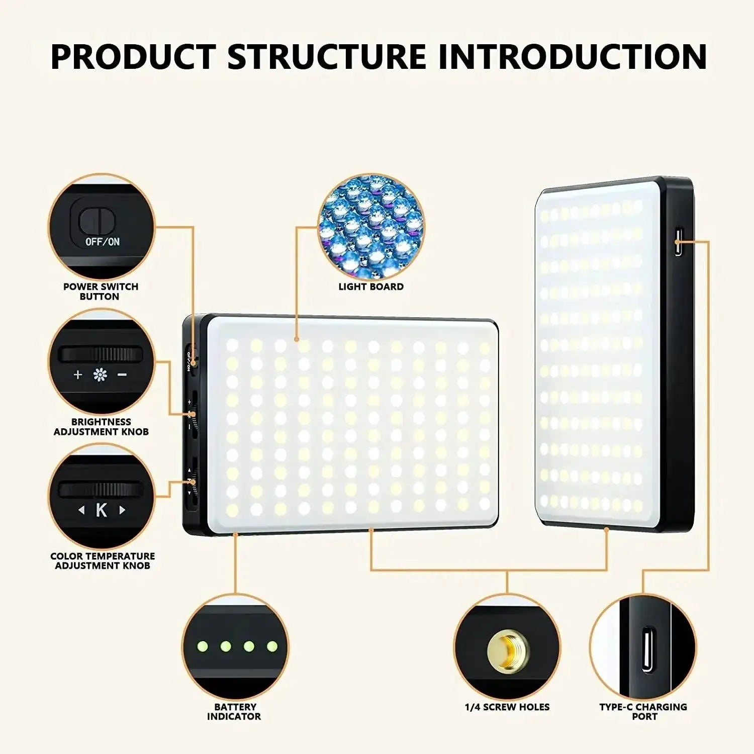 Portable LED Clip On Video Light For Phones And Tablets