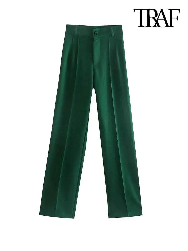 Vintage Chic High Waist Pants For Modern Office Style