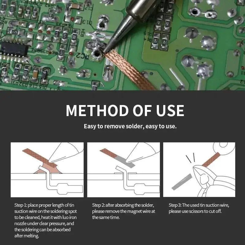 Desoldering Braid Solder Remover Wick Tool Flux Repair
