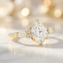 Moissanite Ring in Sterling Silver Oval