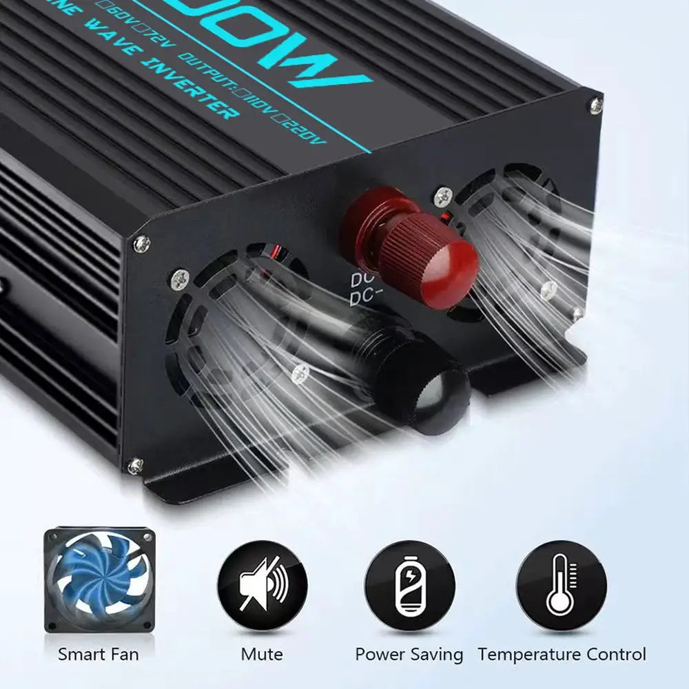 Pure Sine Wave Inverter 12V/24V 220V 1000W 2000W 3000W 4000W 5000W 6000W DC To ACPower Converter Charger LCD Car Solar Inverter