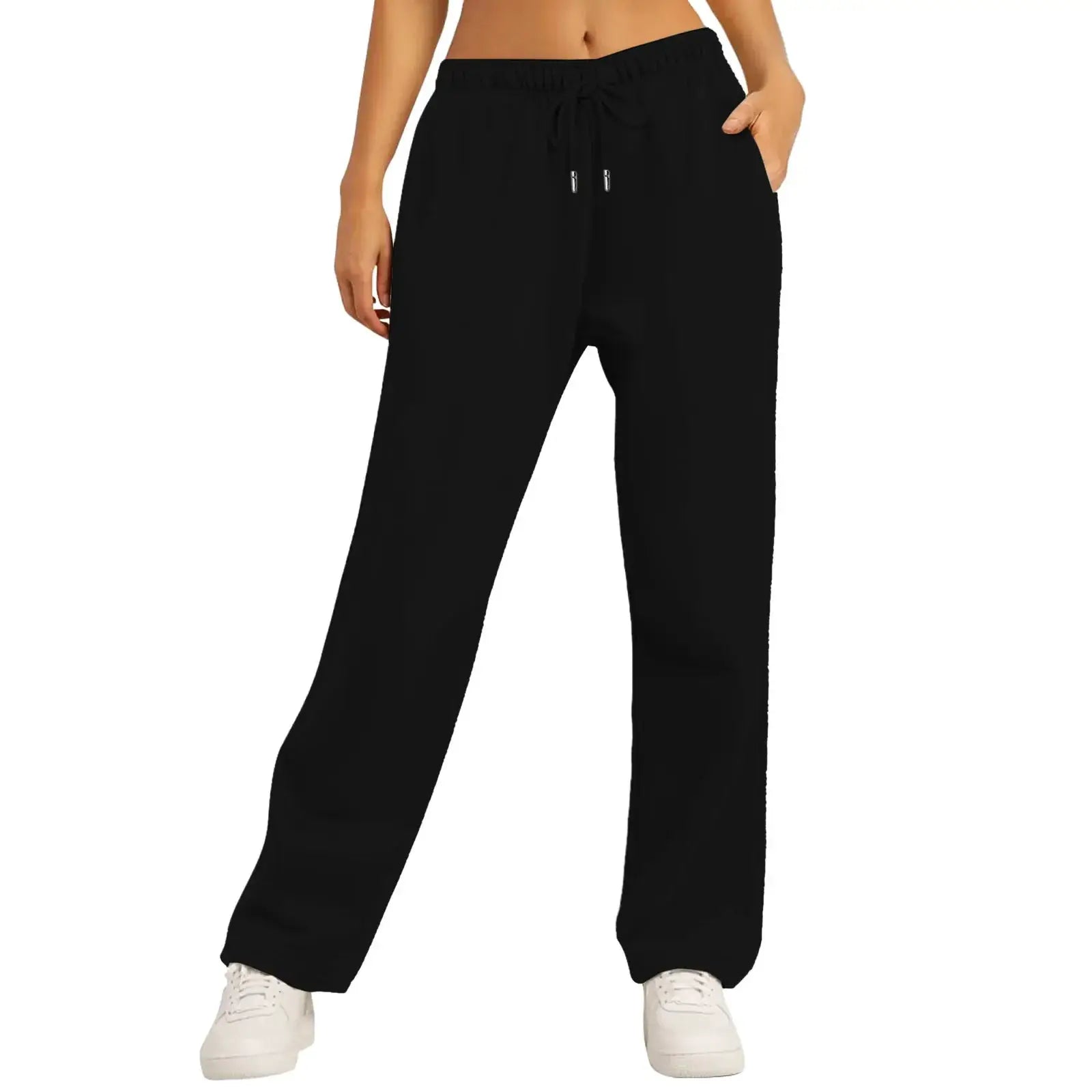 Women's Drawstring Sweatpants Wide Straight Leg Casual Pants - OurLum.com
