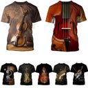 New Women Men Funny Violin Printed T Shirt Musical Instruments