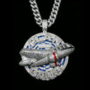 Gold Plated Iced Out Plan Gang Pendant CZ Airplane Target