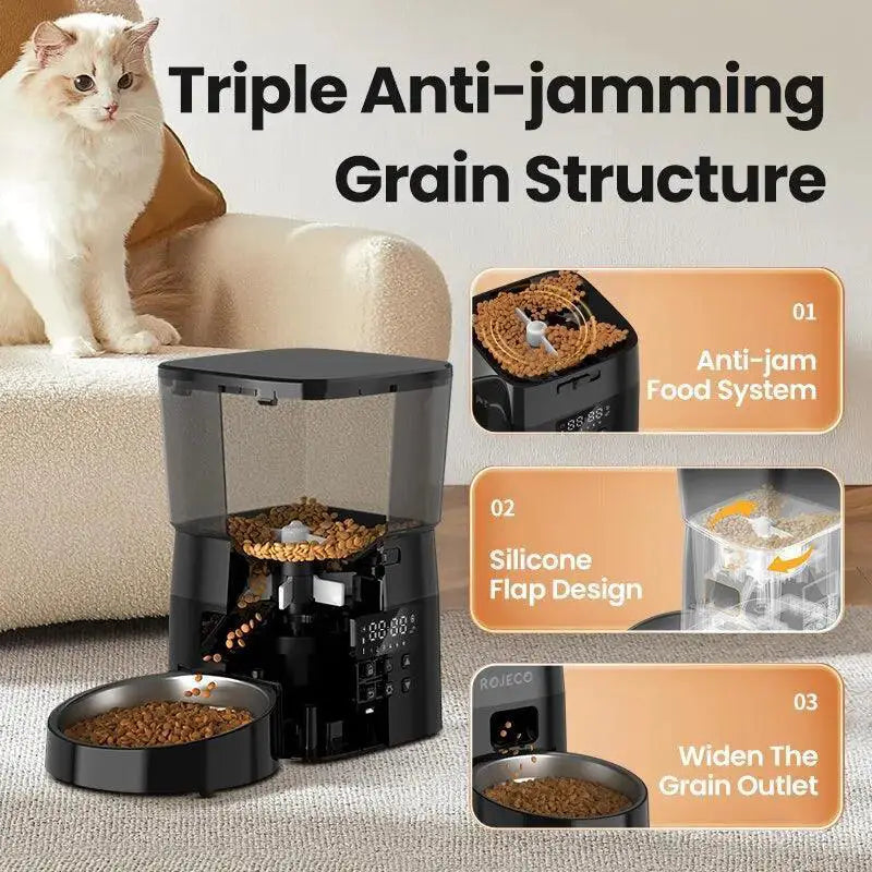 ROJECO Smart Automatic Pet Feeder For Cats And Dogs Easy Use