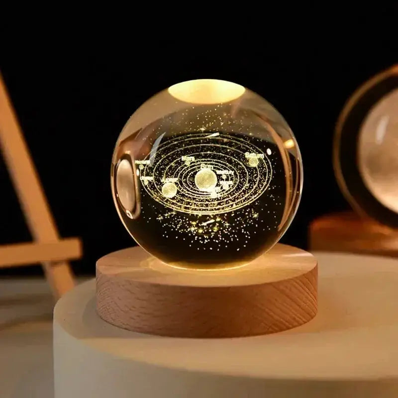 3D Crystal Planet Night Light DIY Laser Engraved Cosmos Glow