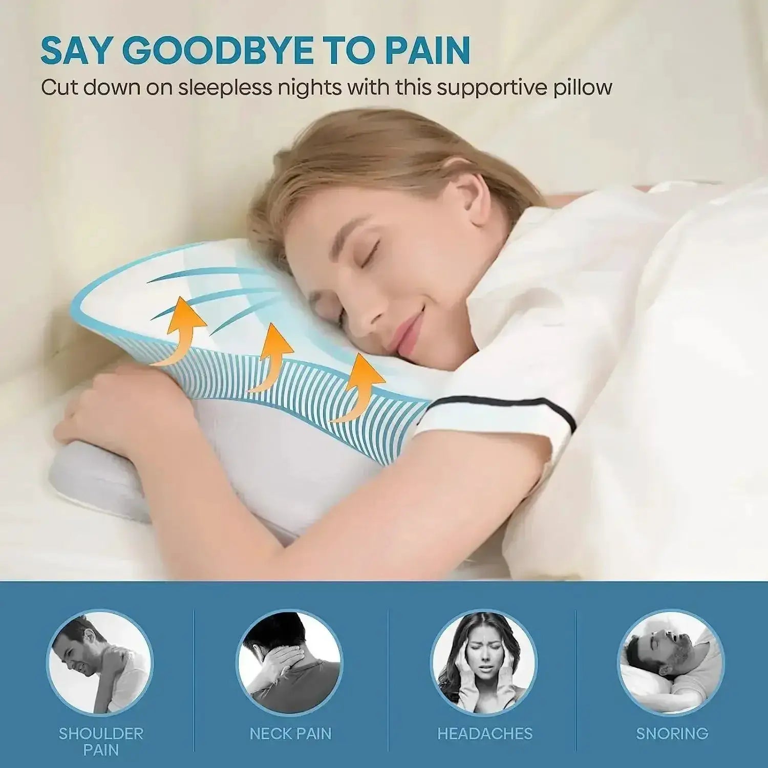 Cervical Orthopedic Memory Foam Neck Pillow Odorless Comfort