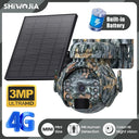 SHIWOJIA 3MP 4G Solar Cameras Wireless 360° View PTZ Camera