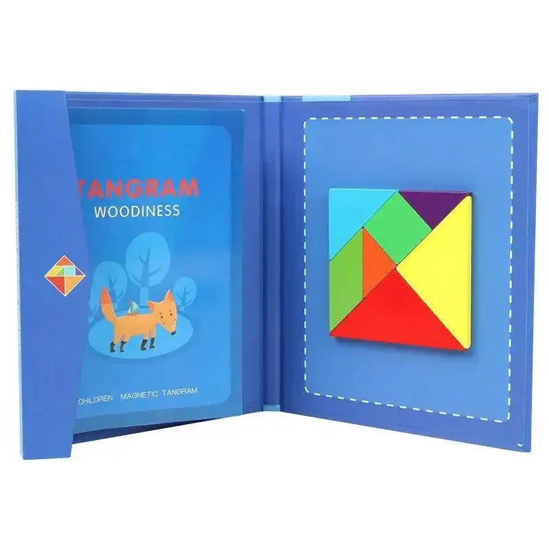 Wooden Magnetic Tangram Puzzle Book For Kids Learning Fun