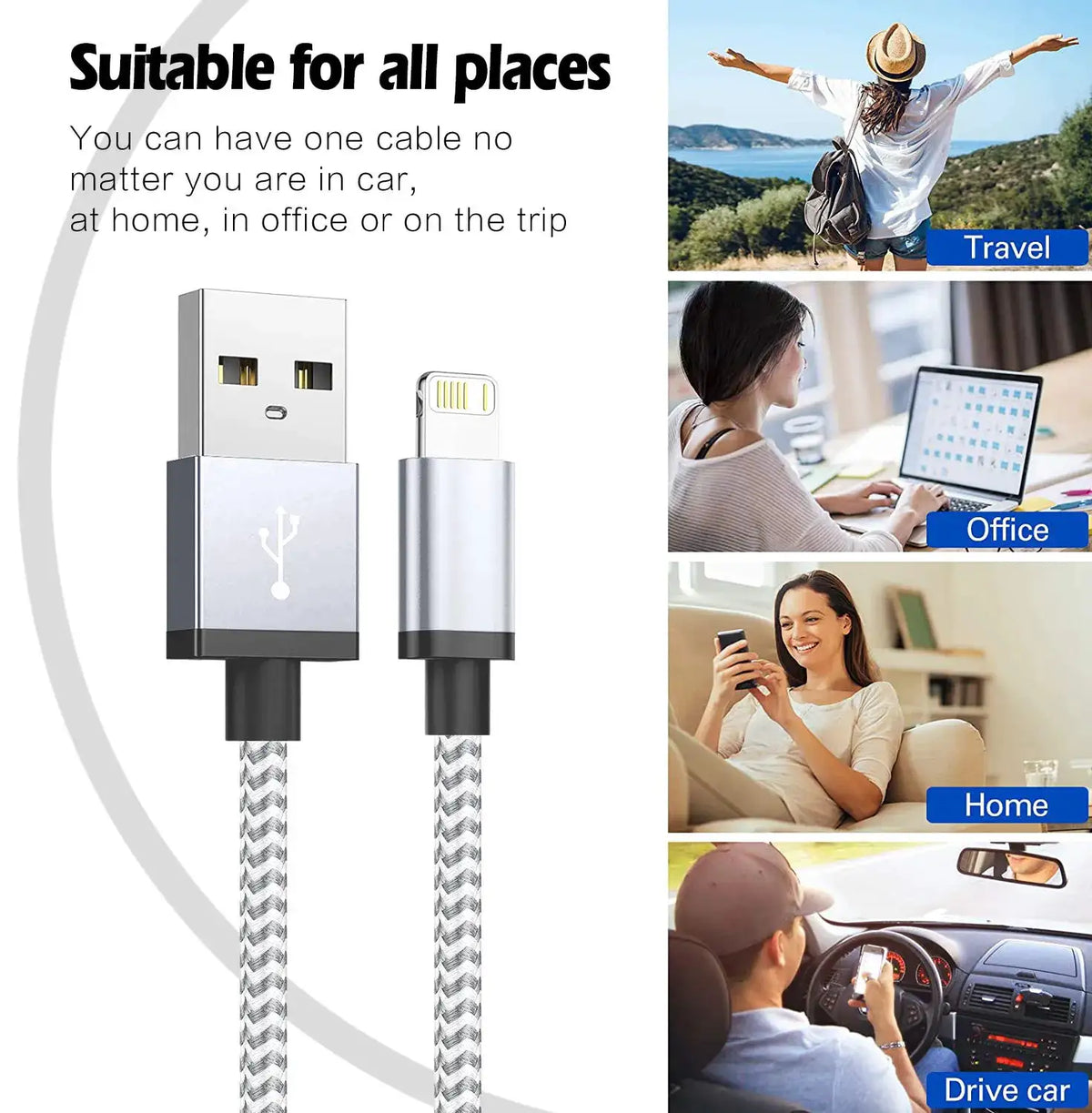 Fast Charging USB Charger Cable For iPhone 14 13 12 11 Xs Max Xr X 8 7 6 Plus iPad Origin Mobile Phone Long Data Cord 1m 2m 3m