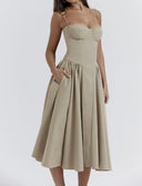 New Fashion Sexy Backless One Cut Collar Strap Dress