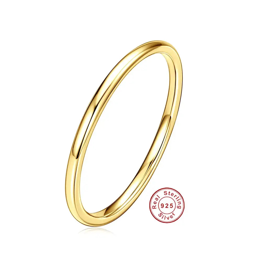 Sterling Silver S925 Plated Gold Ring for Women Wedding Birthday Charm Jewelry Wholesale