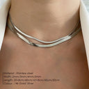 eManco Unisex Snake Chain Necklace Silver Choker Jewelry
