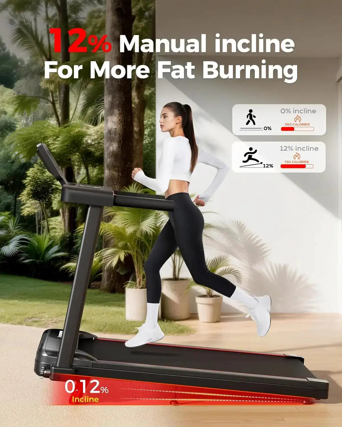 3-In-1 3.0HP Quiet Foldable Walking Pad Treadmill with Handle Bar & Incline, Max 300-LB Load, Supports Walking, Jogging & Running for Home & Office