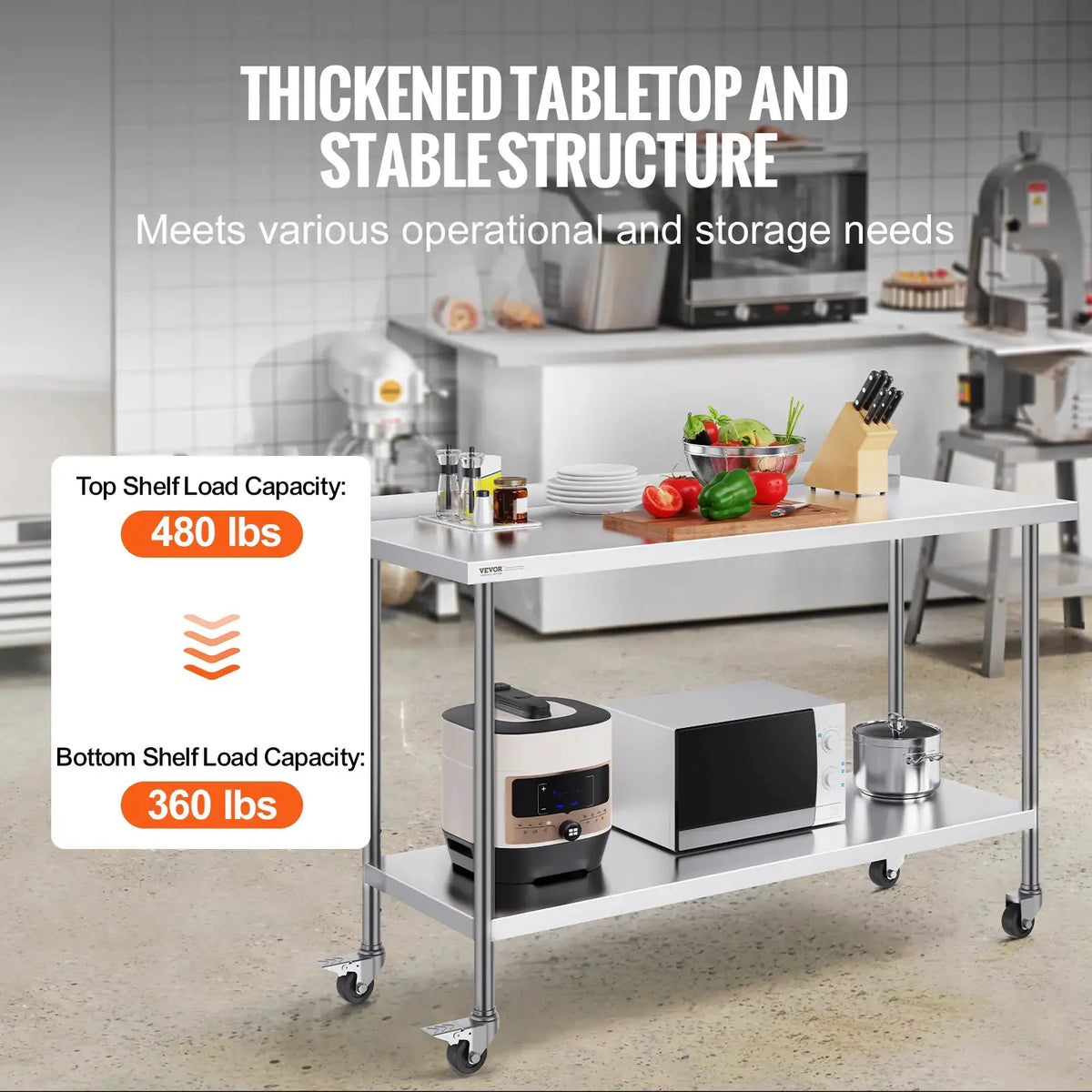 SucceBuy Stainless Steel Work Table Commercial Food Prep — product view 3
