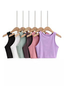 Women's Stylish O-Neck Tank Tops Elegant Double Nylon Sleeveless