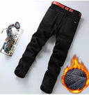 Winter Men Black Blue Straight Stretch Denim Pants Sale