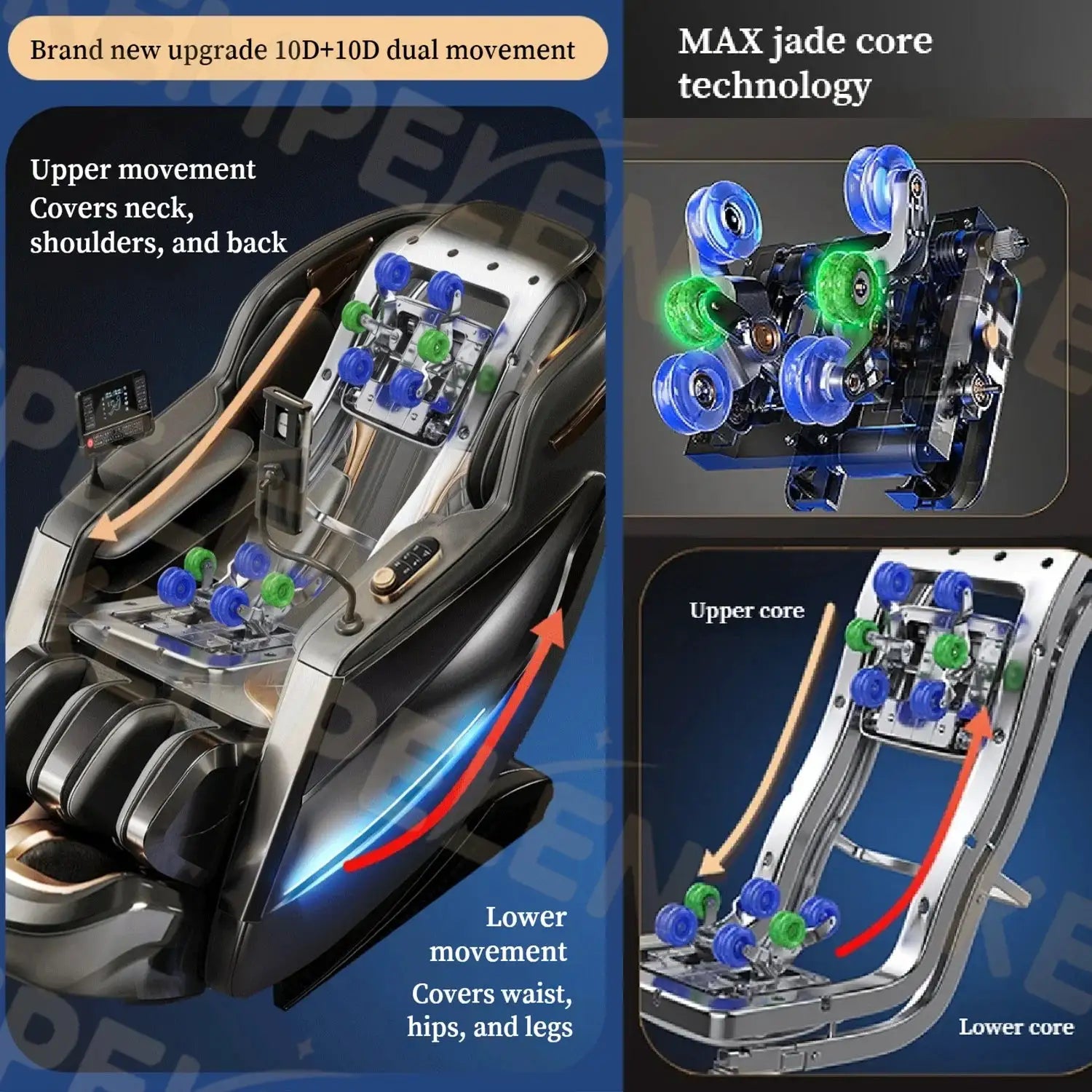 10D Dual Massage Chair with Heating Cape, SL Track, Zero Gravity, Leg & Foot Massage, Touch Screen & Bluetooth Audio