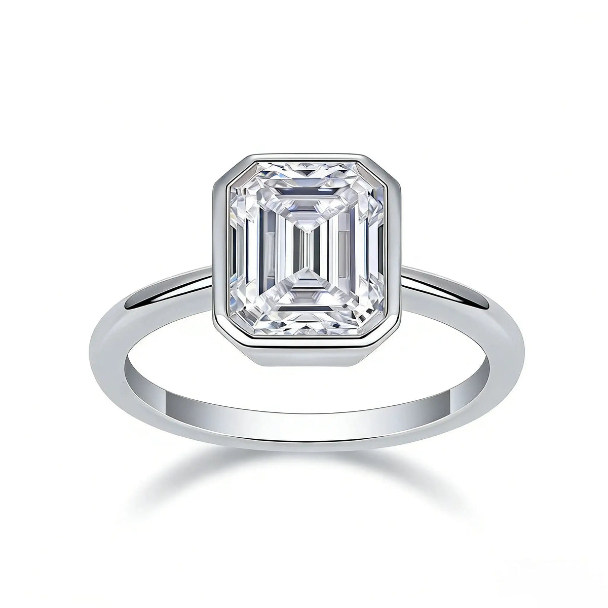 Emerald Moissanite Ring in Sterling Silver Minimalist — product view 7