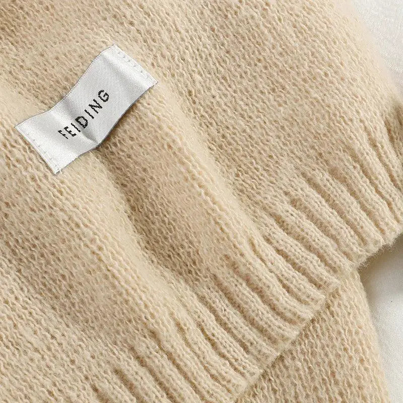 Women Solid Color Wool Knit Scarf Gaiter Warm Thickened