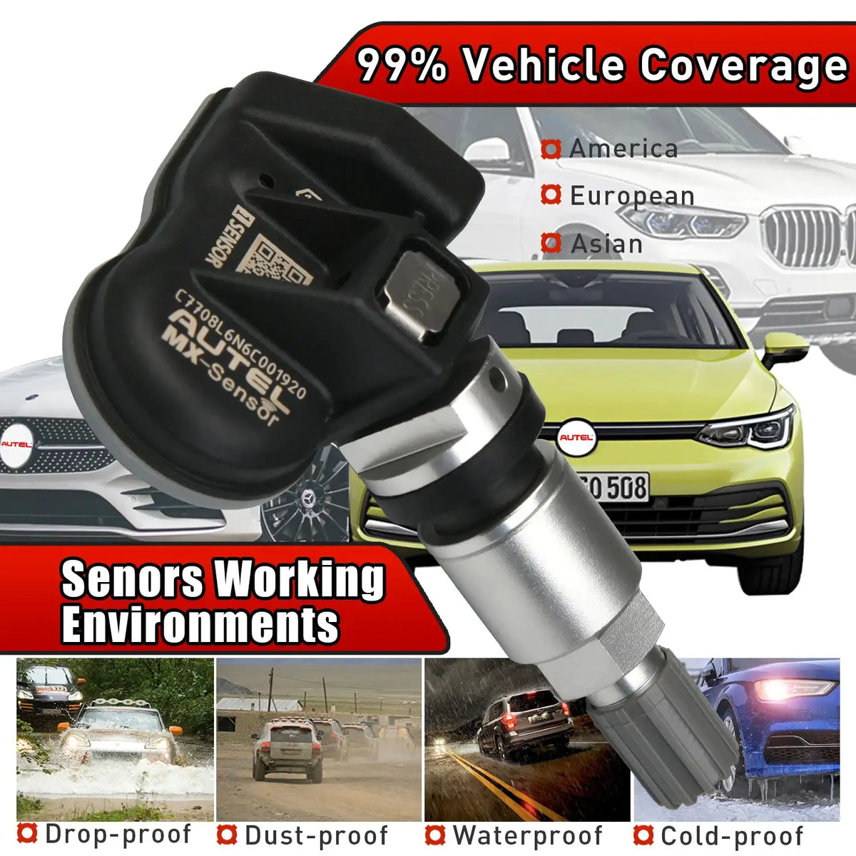 Autel MX Sensor 433MHZ+315 MHZ TPMS Mx-Sensor Tire Repair Tool Tire Pressure Monitor Tester For Autel TS501 TS508 Pad Programmer