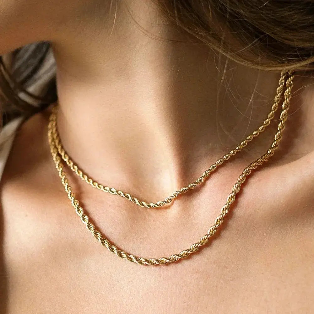 E Manco 316 Rope Chain Necklace Waterproof Gold Jewelry