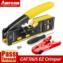 AMPCOM Ethernet Cable Crimper Professional Pass Through Tool
