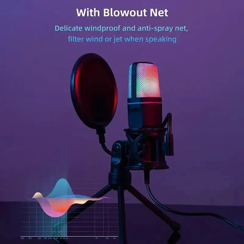 Portable USB RGB Condenser Microphone For Gaming Streaming