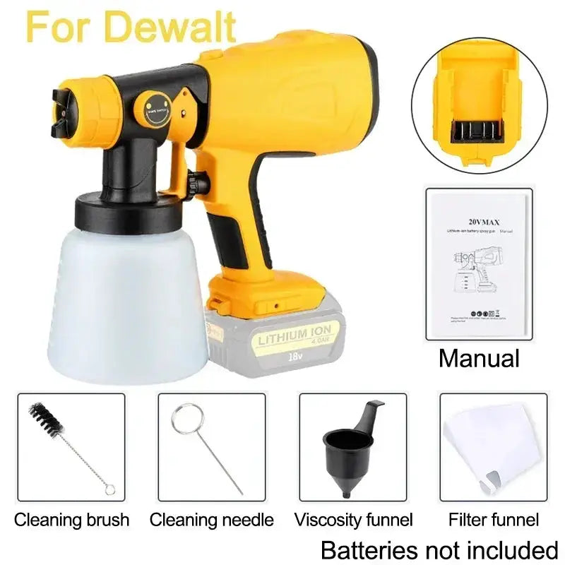 Cordless 800ML Electric Paint Sprayer For Dewalt 18V And 20V