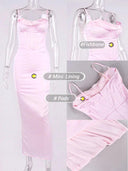 Elegant Pink Satin Maxi Bodycon Dress for Chic Events