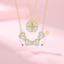 Heart Shaped Four Leaf Clover Pendant Necklace Jewelry