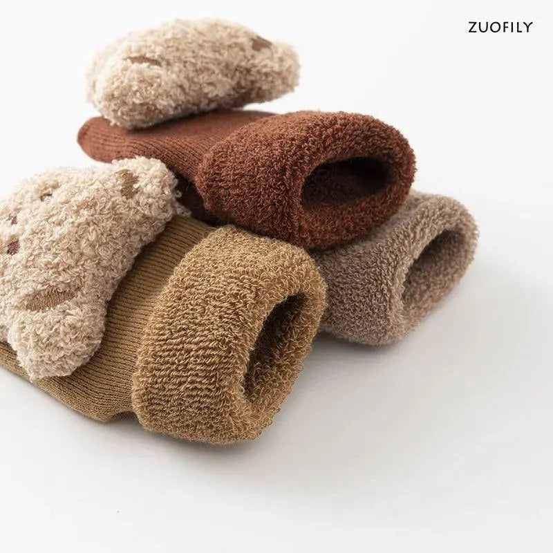 Charming Bear Themed Cotton Baby Socks Non Slip Wear
