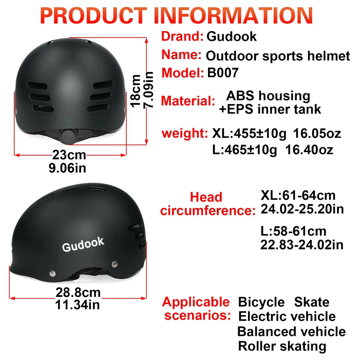 Adult Bike Helmet for Bicycle Cycling Biking Skating Skateboard Helmet Extra Large Head Circumference L 58-61cm & XL 61-64cm