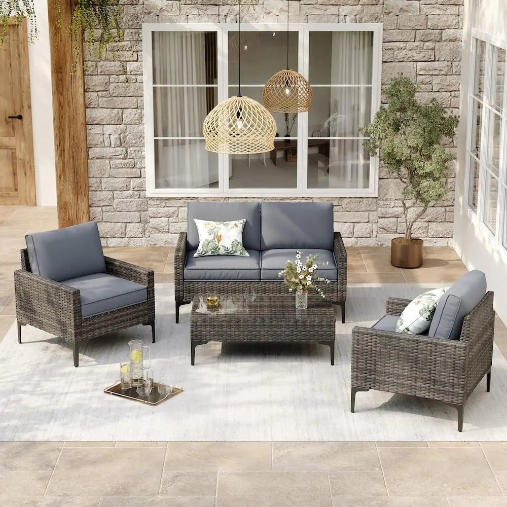 Glass Rattan Table