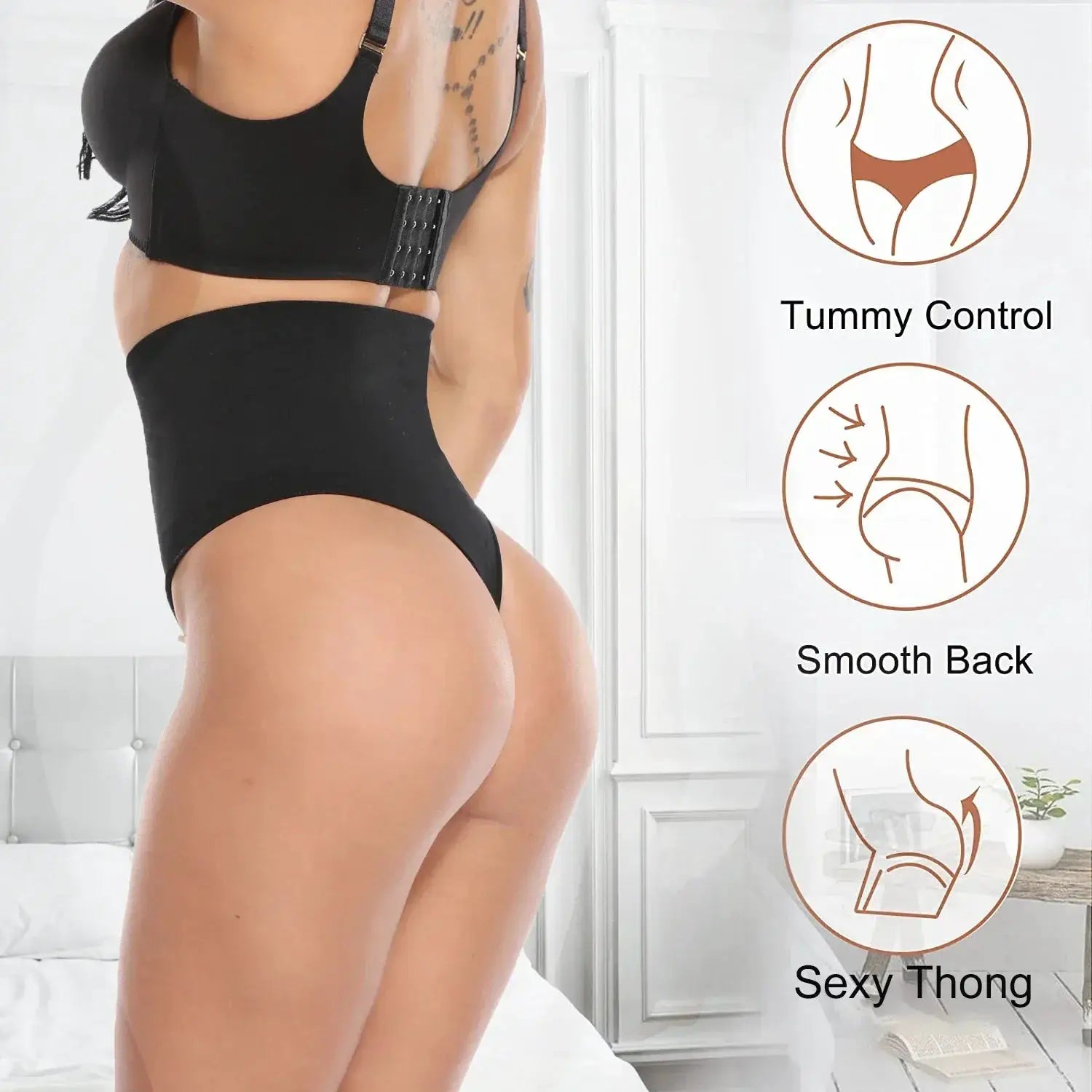 Seamless Tummy Control Thong Shapewear For Women Silhouette