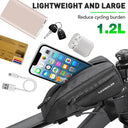 NEWBOLER Bike Bag 1.2L Portable Frame Front Tube Cycling Bag MTB Road Bicycle Pannier Bag Large Capacity Ultralight Cycling Bag