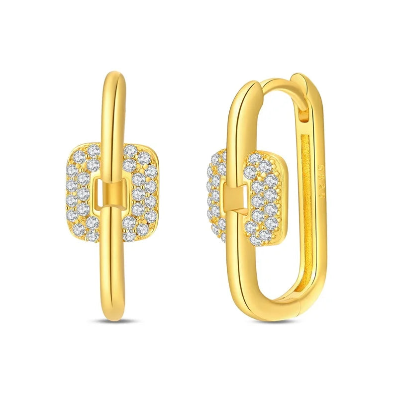 Sterling Silver Hoop Earrings Golden