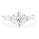 Moissanite Ring in Sterling Silver Oval