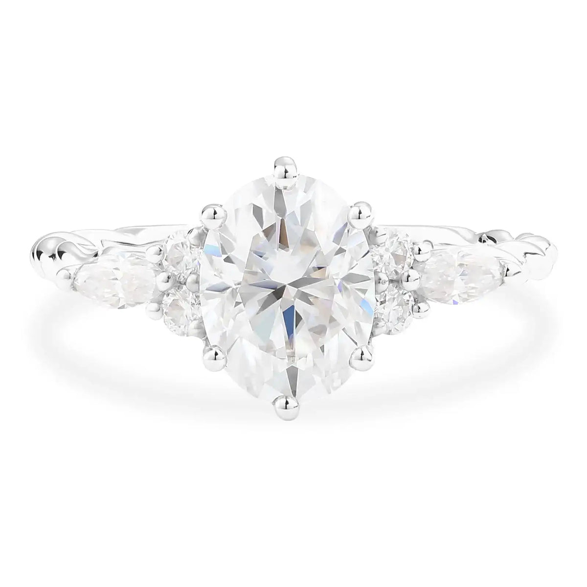 Oval Moissanite Ring, 925 Sterling Silver, D Color VVS1, Engagement Jewelry, Wedding, Women's, With Certificate