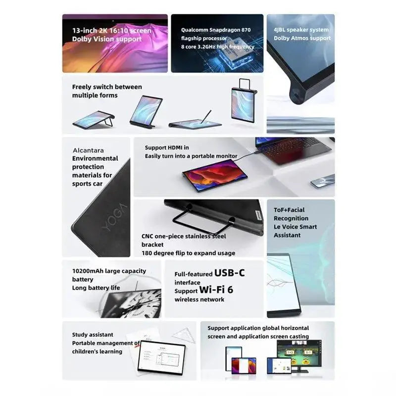 Yoga Pad Pro 2K Tablet Snapdragon 870 JBL Audio 256GB