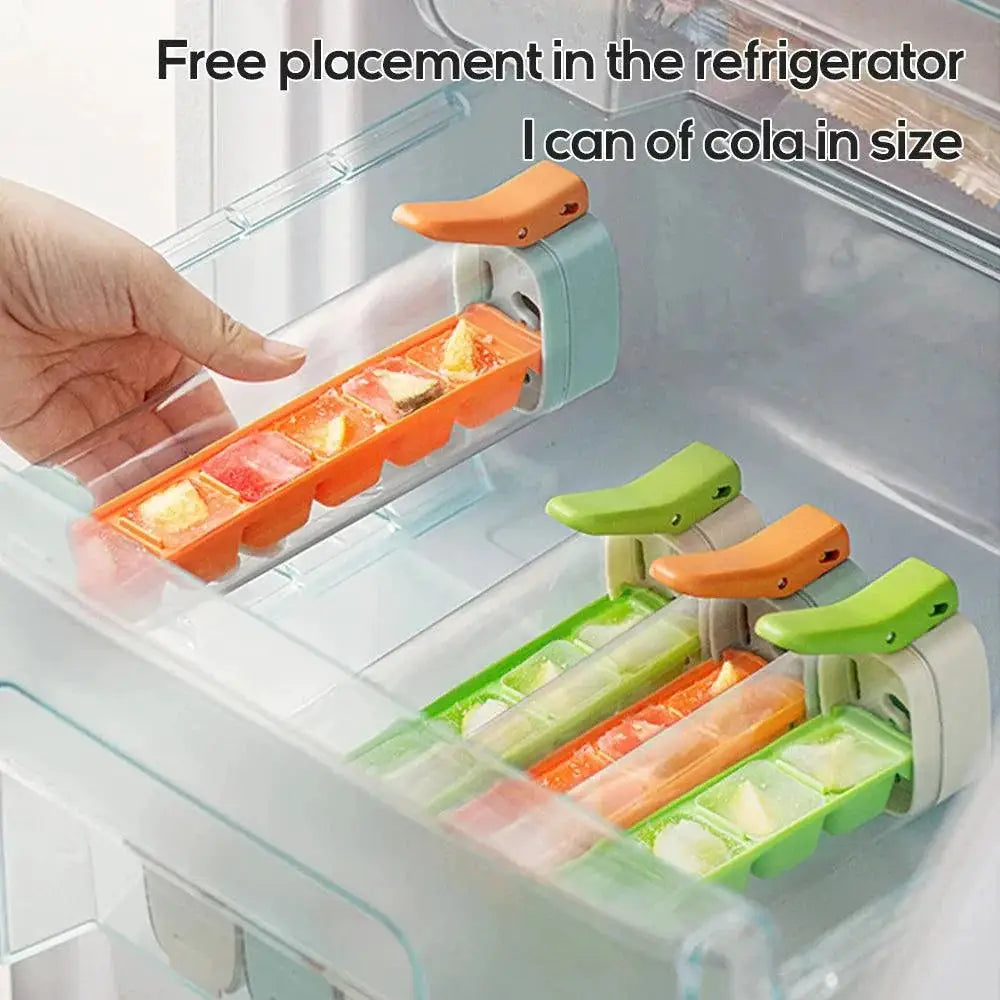 One Handed Ice Cube Tray With Lid Press Ice Cube Maker