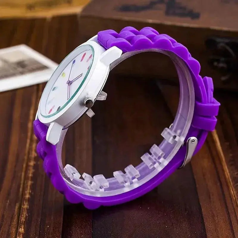 Elegant White Green Jelly Watch For Women Timepiece