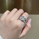 Geometric Moissanite Silver Ring