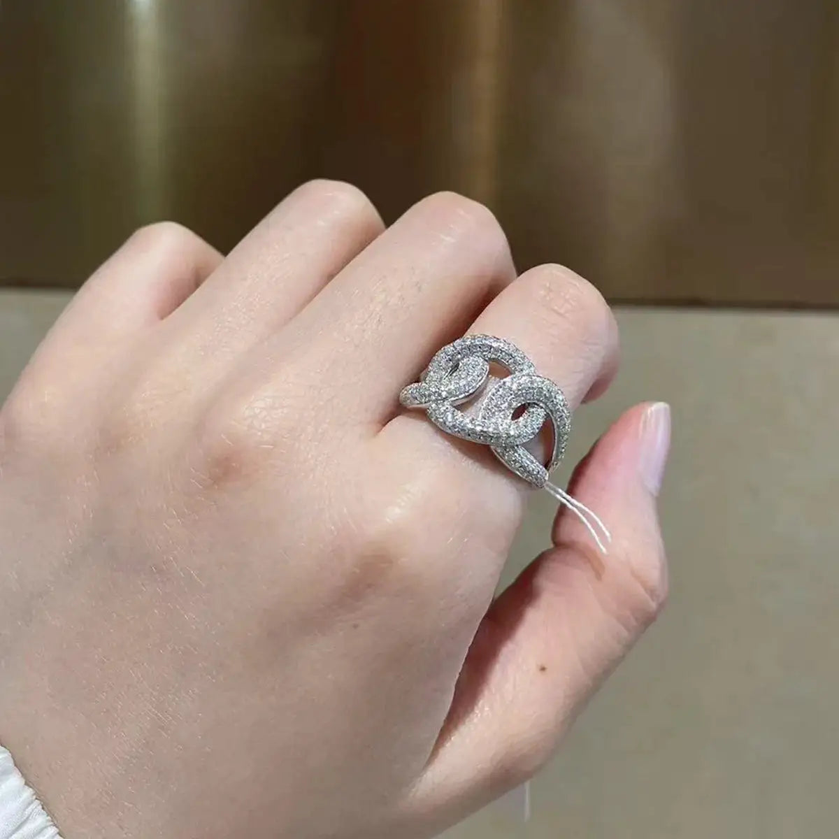 Geometric Moissanite Silver Ring — product image 1