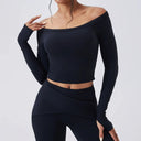 Breathable Slash Neck Yoga Shirt Women Quick Dry
