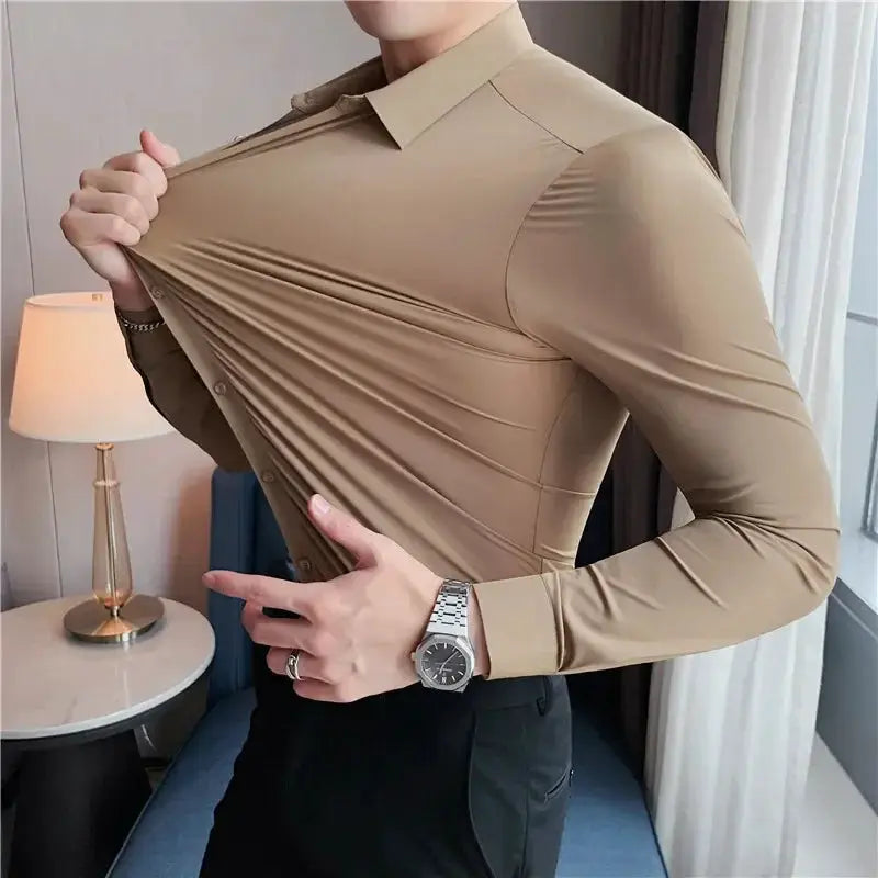 Plus Size 4XL M High Elasticity Seamless Shirts Men